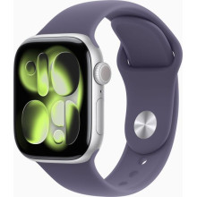 Apple Watch 11 42mm Aluminium Silver avec Purple Fog Sport Band S/M MEU64